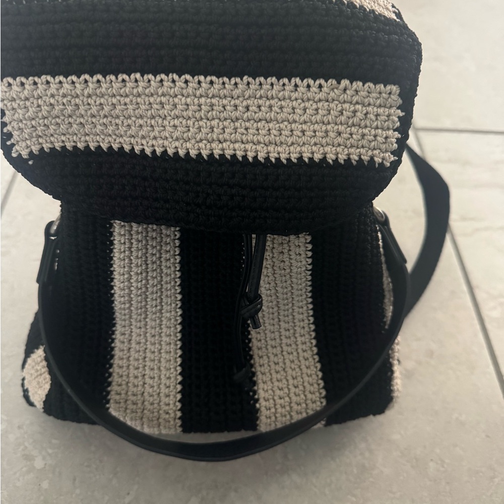 The Sak Black and White Striped Sayulita crochet Backpack - Picture 12 of 16